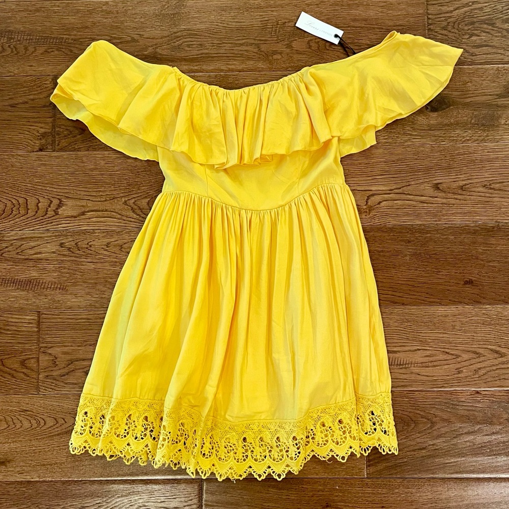 Lovers + Friends Yellow Off-Shoulder Ruffle Mini Dress - Picture 8 of 11
